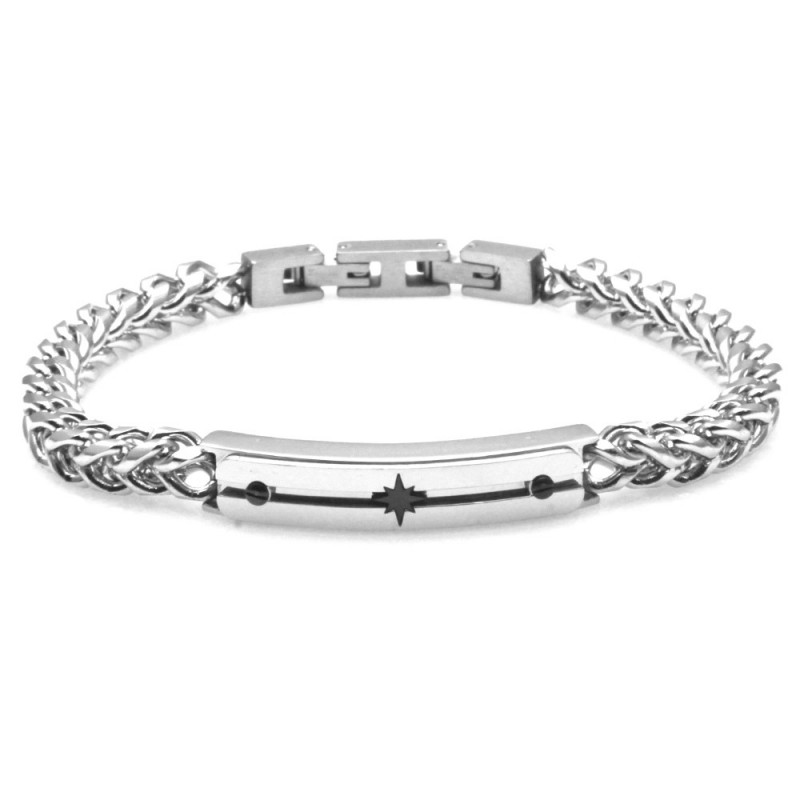 bracciale rosa dei venti uomo acciaio