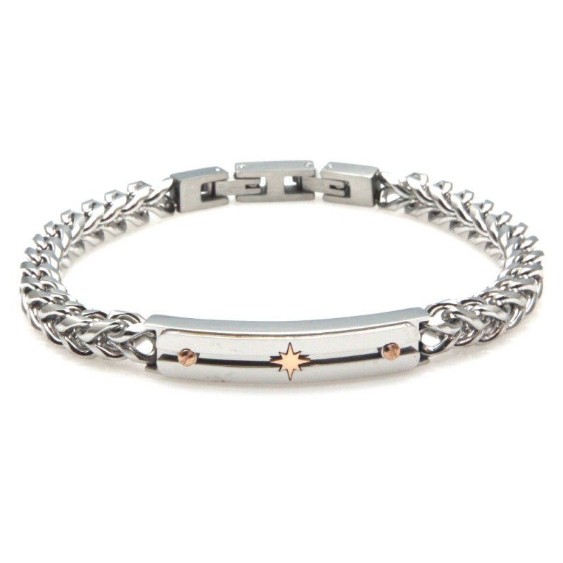 bracciale rosa dei venti uomo acciaio