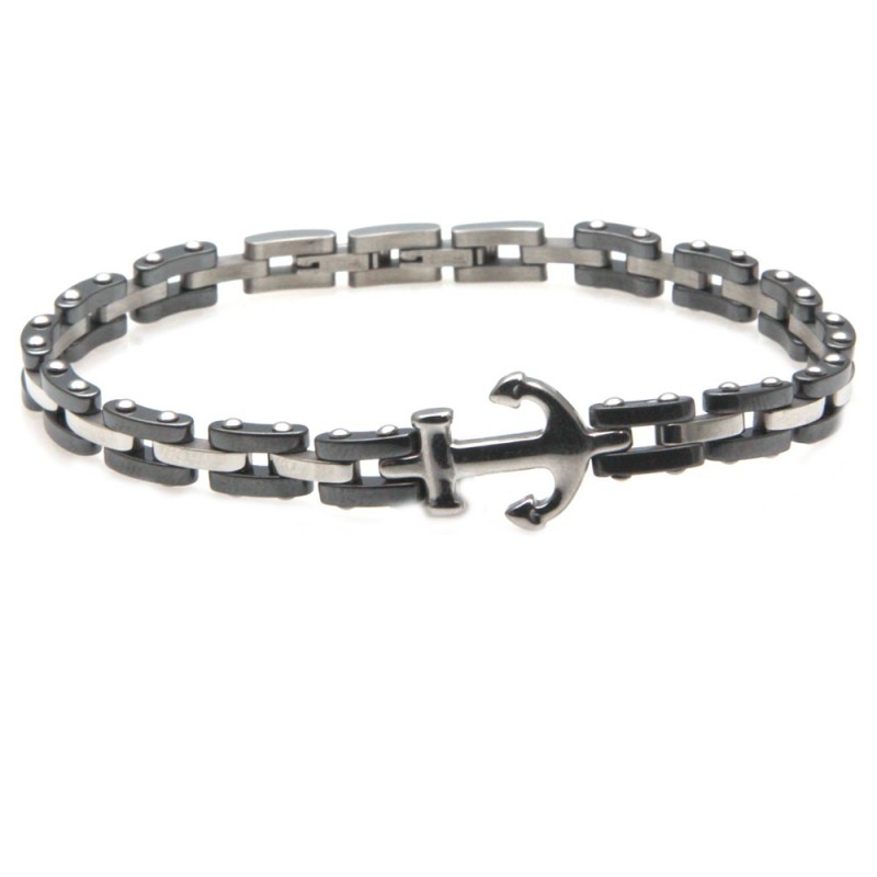bracciale ancora uomo acciaio e ceramica