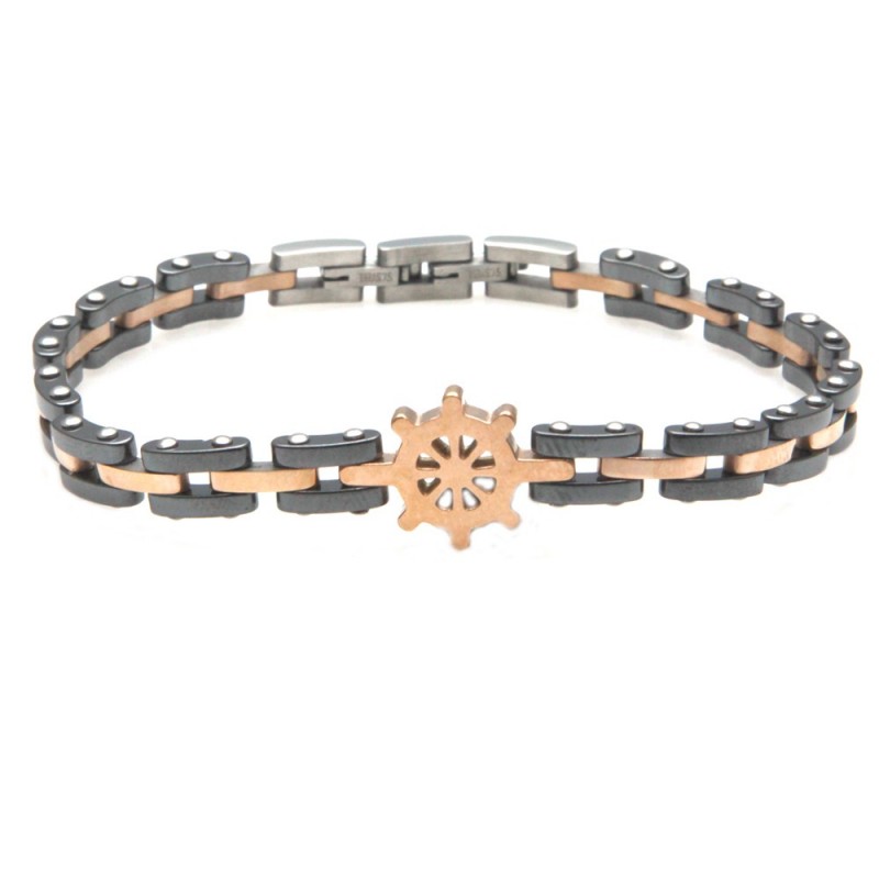 bracciale timone uomo acciaio e ceramica