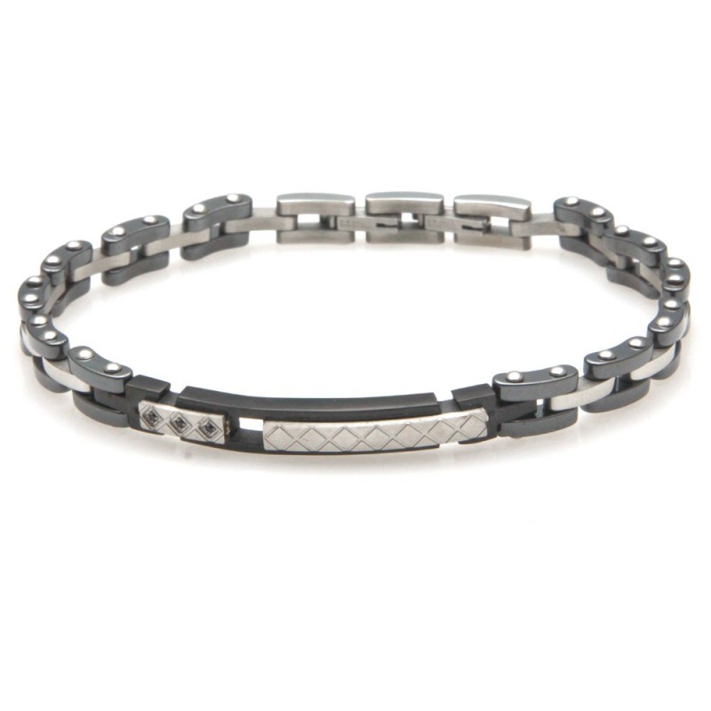 bracciale uomo acciaio e ceramica