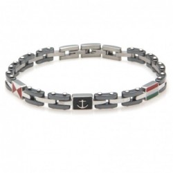 bracciale ancora bandiere uomo acciaio e ceramica