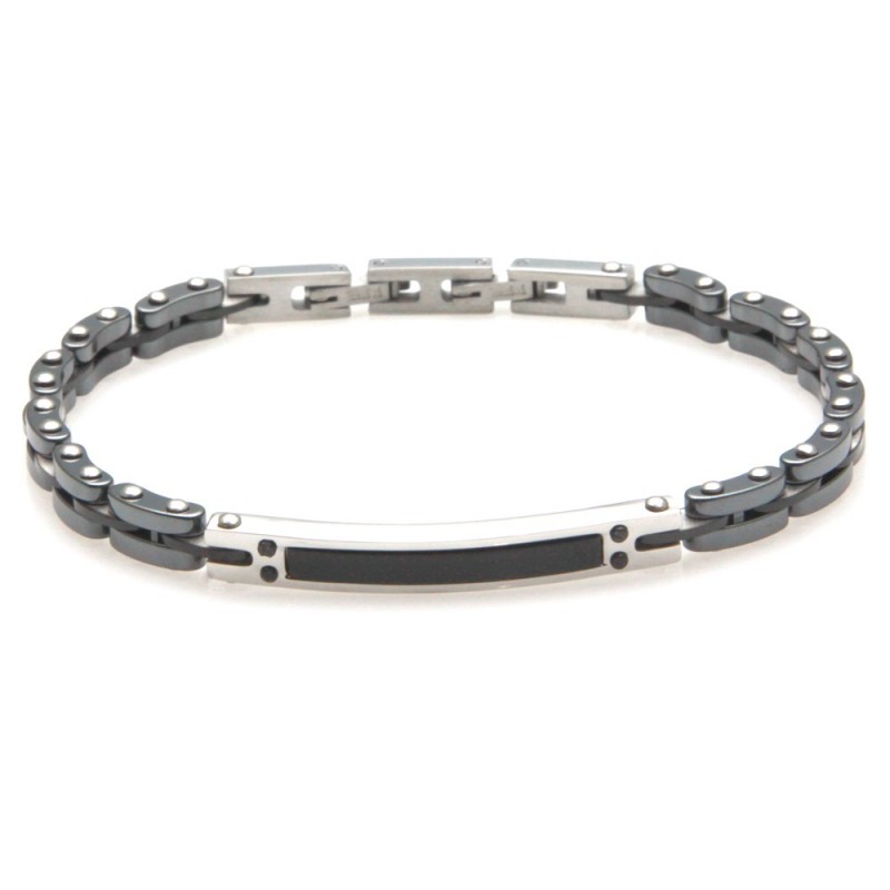 bracciale uomo piastra acciaio e ceramica