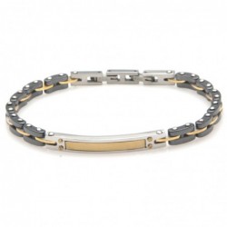 bracciale uomo piastra acciaio e ceramica