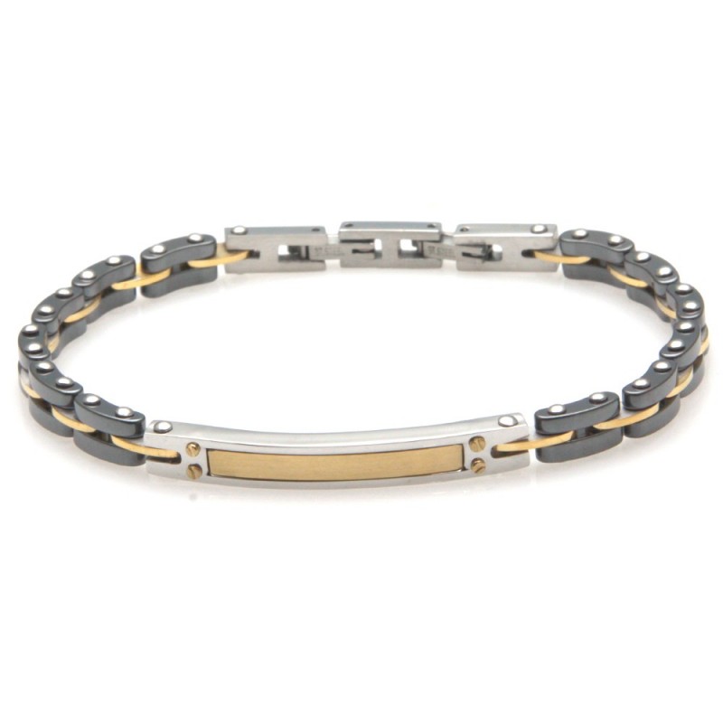 bracciale uomo piastra acciaio e ceramica