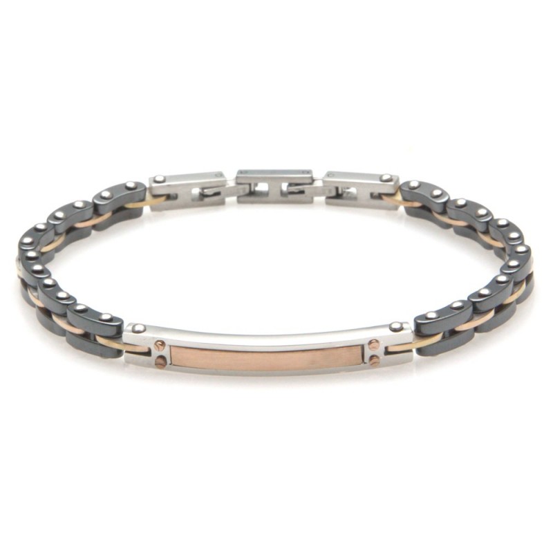 bracciale uomo piastra acciaio e ceramica