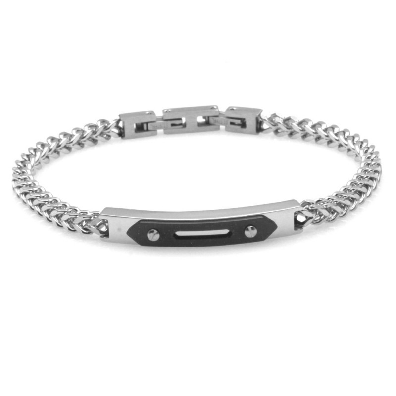 bracciale uomo piastra acciaio catena grumetta