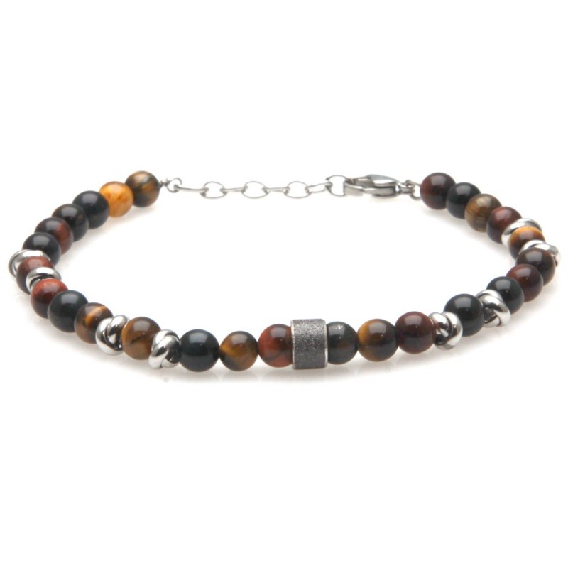 bracciale uomo pietre e acciaio