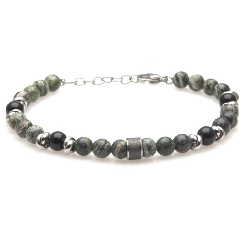 bracciale uomo pietre e acciaio