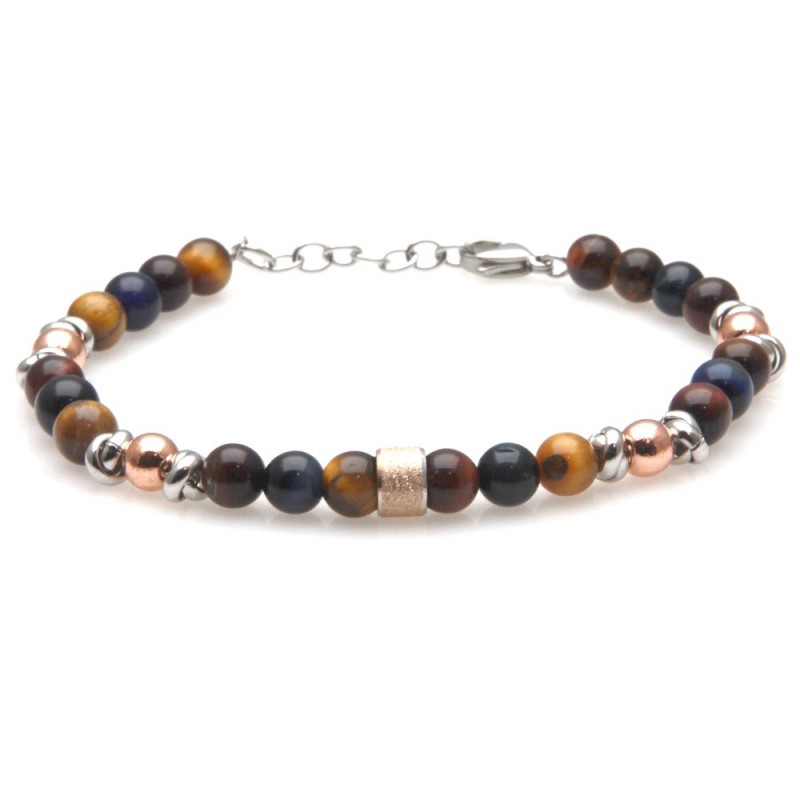 bracciale uomo pietre e acciaio