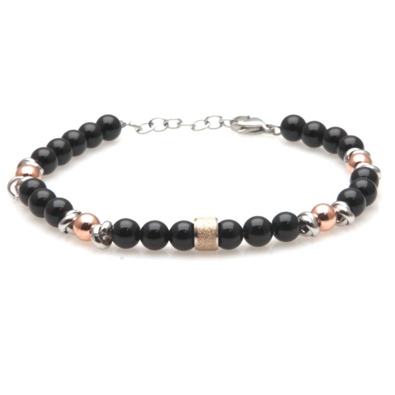 bracciale uomo pietre e acciaio