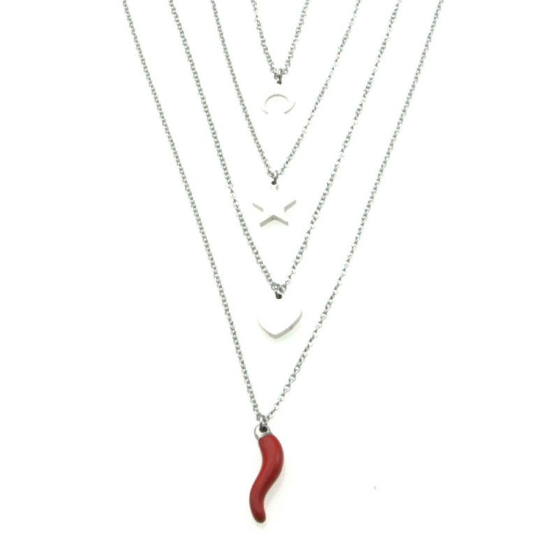 collana con simboli portafortuna acciaio