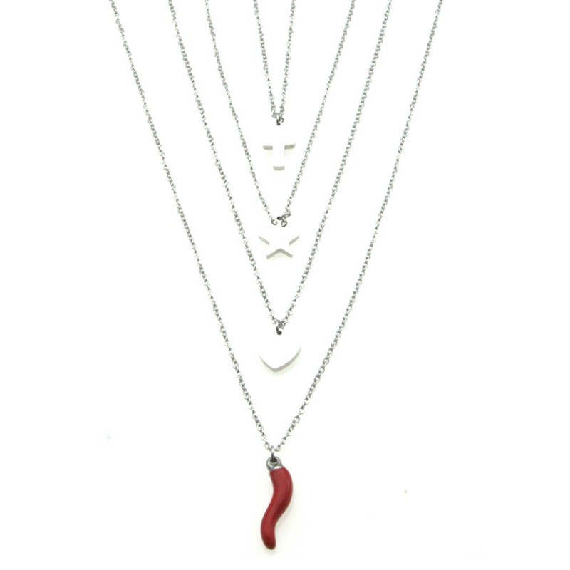 collana con simboli portafortuna acciaio