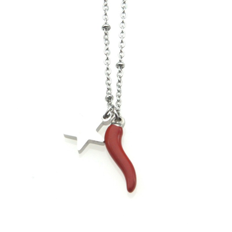 collana con simboli portafortuna acciaio