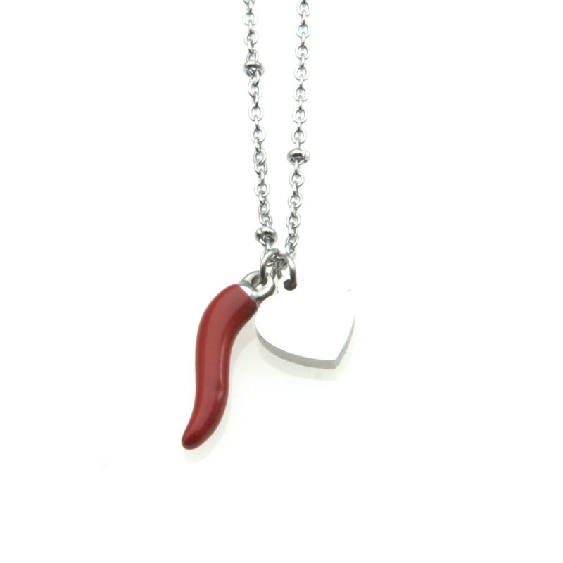 collana con simboli portafortuna acciaio