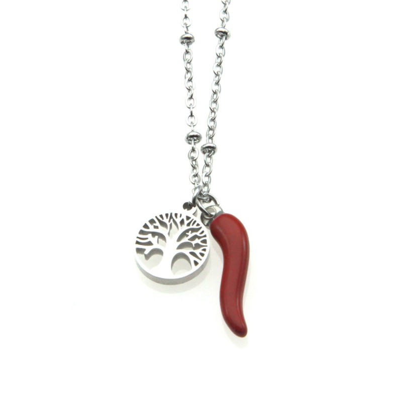 collana con simboli portafortuna acciaio