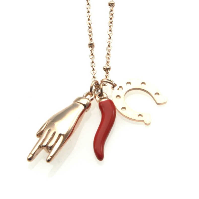 collana con simboli portafortuna acciaio