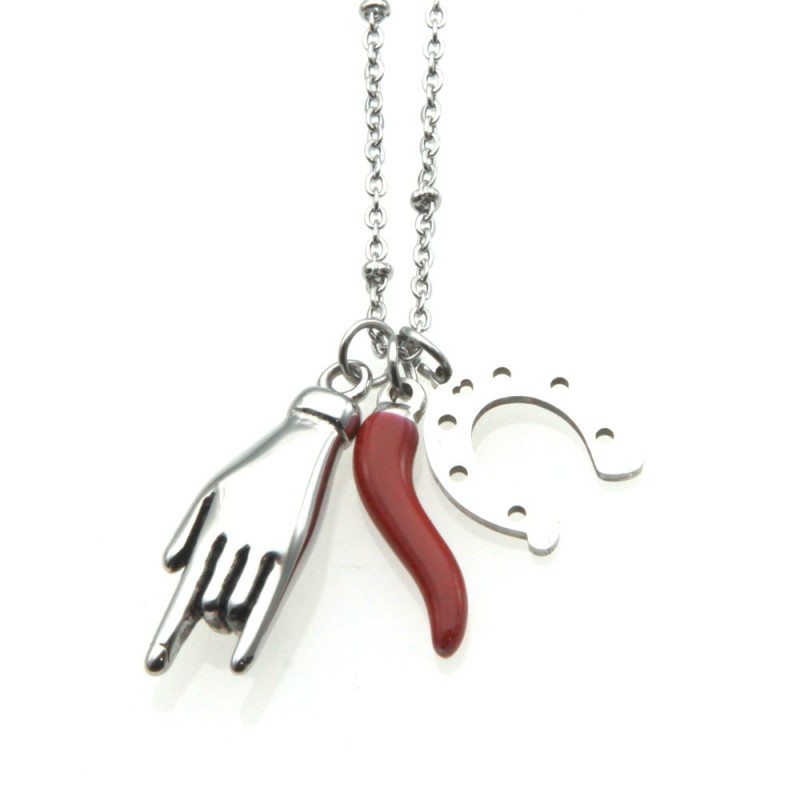 collana con simboli portafortuna acciaio