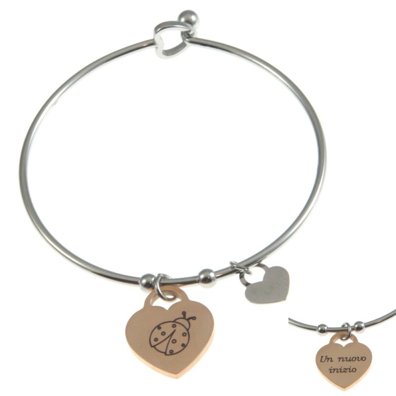 Bracciale donna con frasi e simboli acciaio