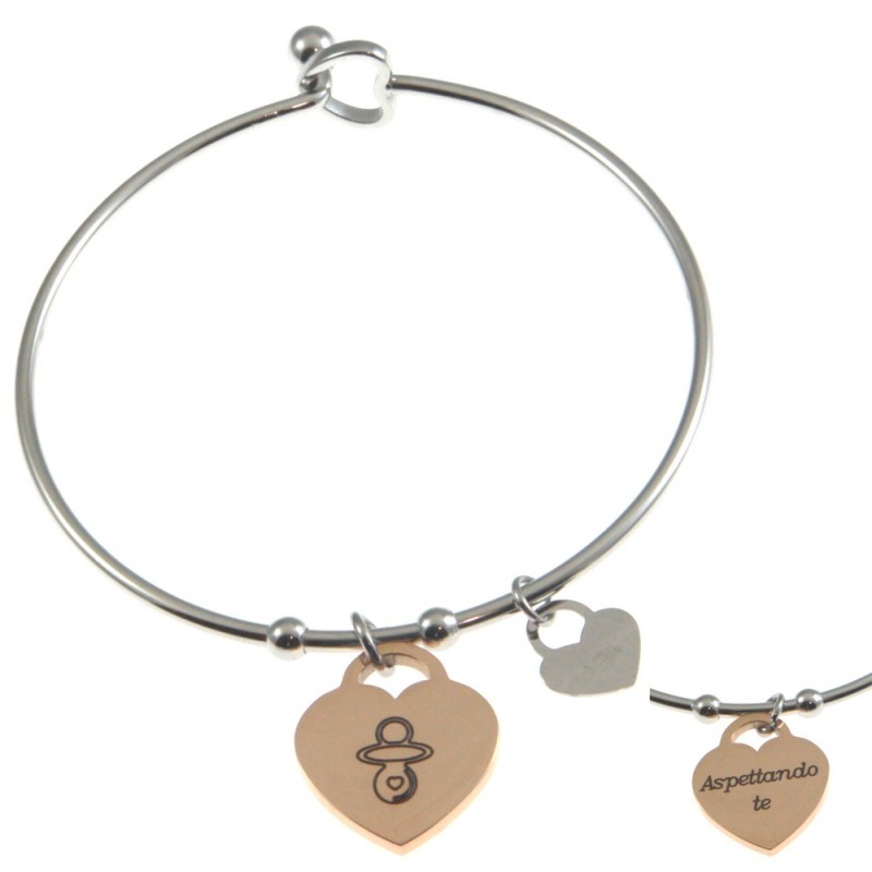 Bracciale donna con frasi e simboli acciaio