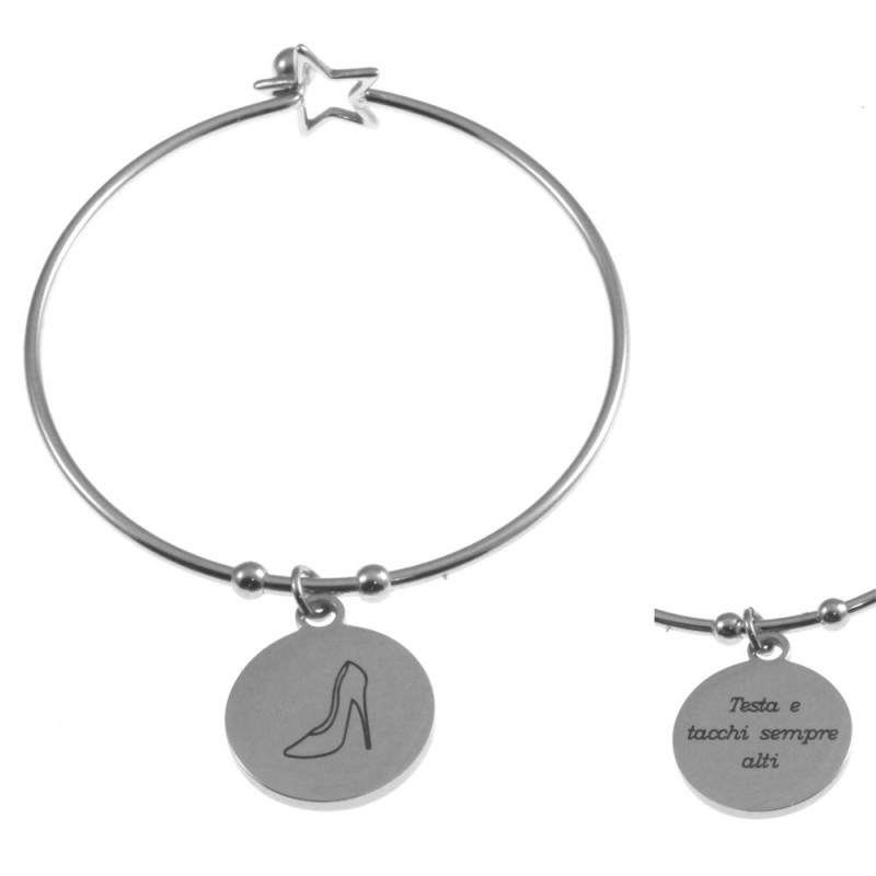 Bracciale donna con frasi e simboli acciaio