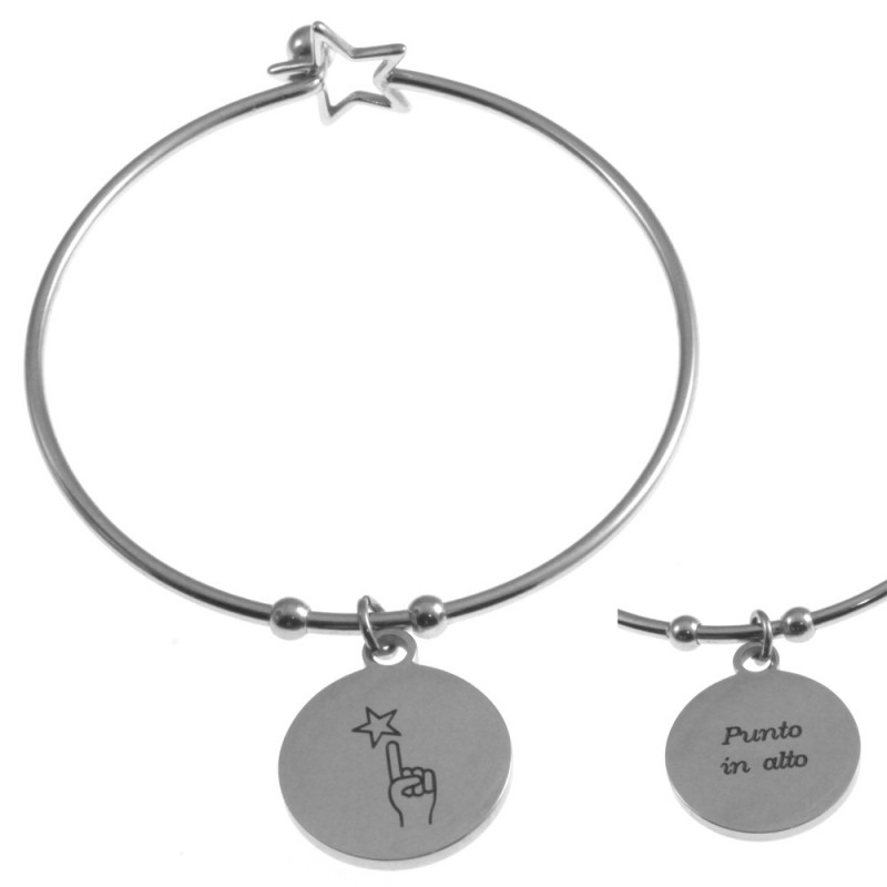 Bracciale donna con frasi e simboli acciaio