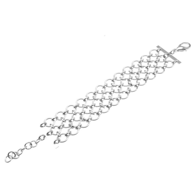 bracciale donna in bronzo argentato a maglia