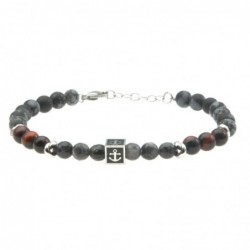 bracciale uomo con ancora pietre e acciaio