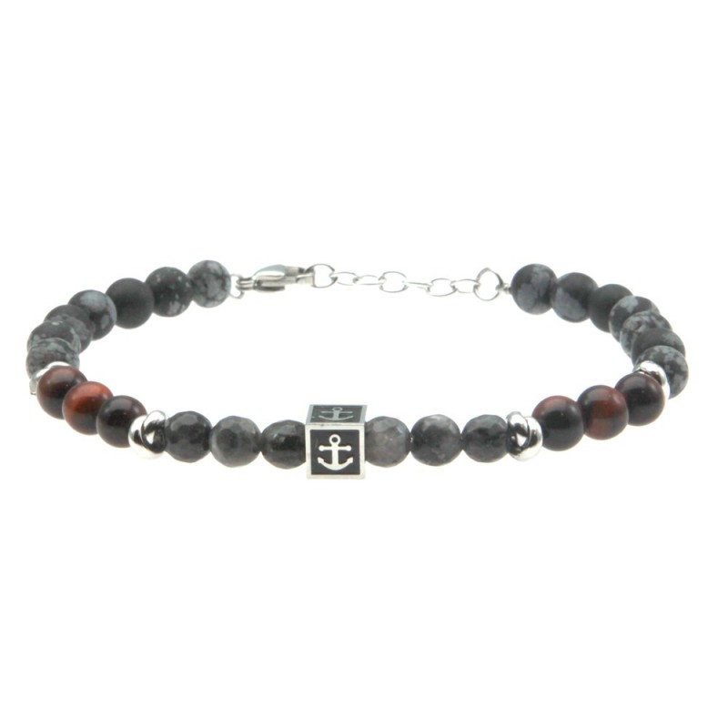 bracciale uomo con ancora pietre e acciaio