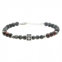 bracciale uomo con rosa dei venti pietre e acciaio