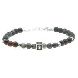 bracciale uomo con timone pietre e acciaio