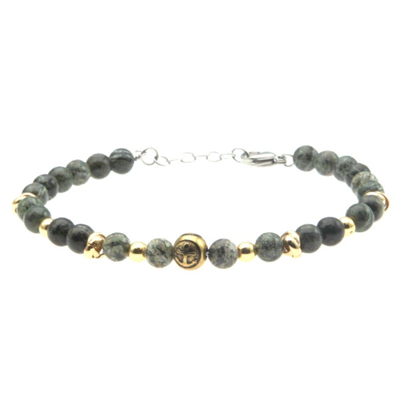 bracciale uomo con ancora pietre e acciaio