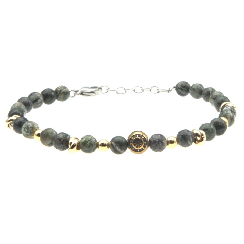 bracciale uomo con timone pietre e acciaio