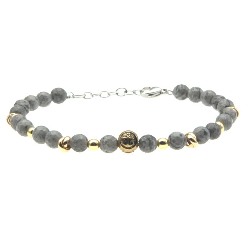 bracciale uomo con ancora pietre e acciaio