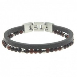 bracciale uomo pelle e pietre