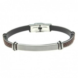 bracciale uomo acciaio pelle con piastra