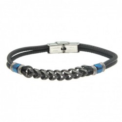 bracciale uomo in pelle e catena grumetta
