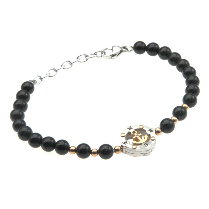 bracciale uomo ancora pietre e acciaio