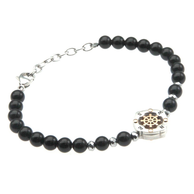 bracciale uomo timone pietre e acciaio