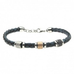 bracciale uomo in pelle e inserti acciaio
