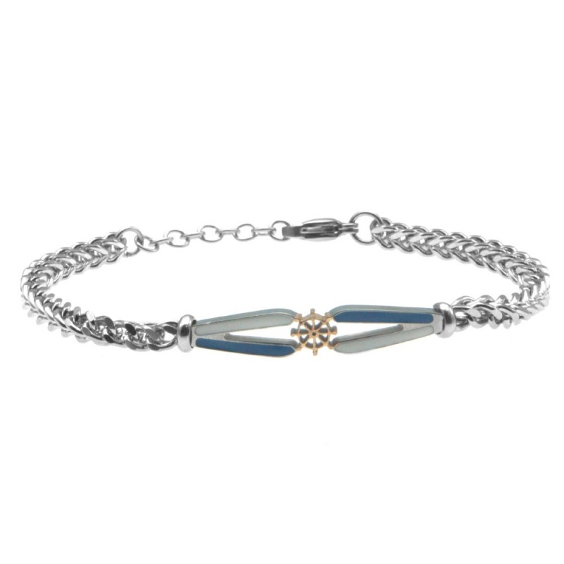 bracciale  uomo timone acciaio e smalto