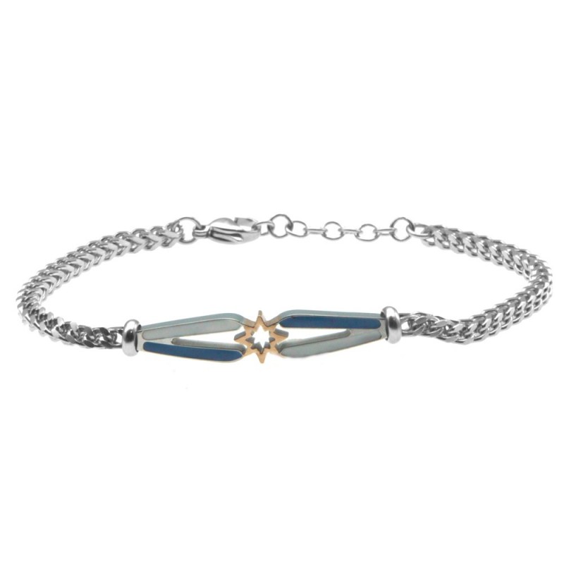 bracciale  uomo rosa dei venti acciaio e smalto