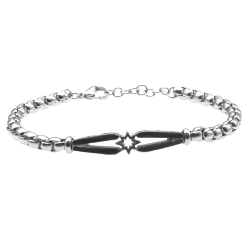 bracciale  uomo rosa dei venti acciaio e smalto