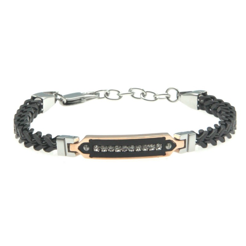 bracciale uomo acciaio e strass