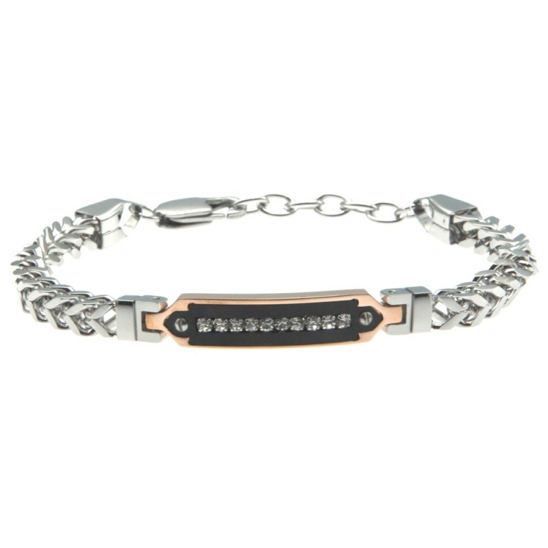 bracciale uomo acciaio e strass