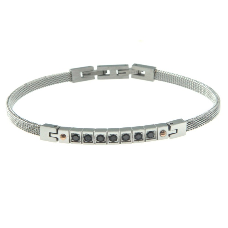 bracciale uomo acciaio piastra con strass