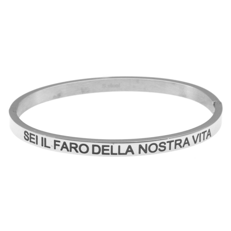 bracciale uomo rigido acciaio con frasi