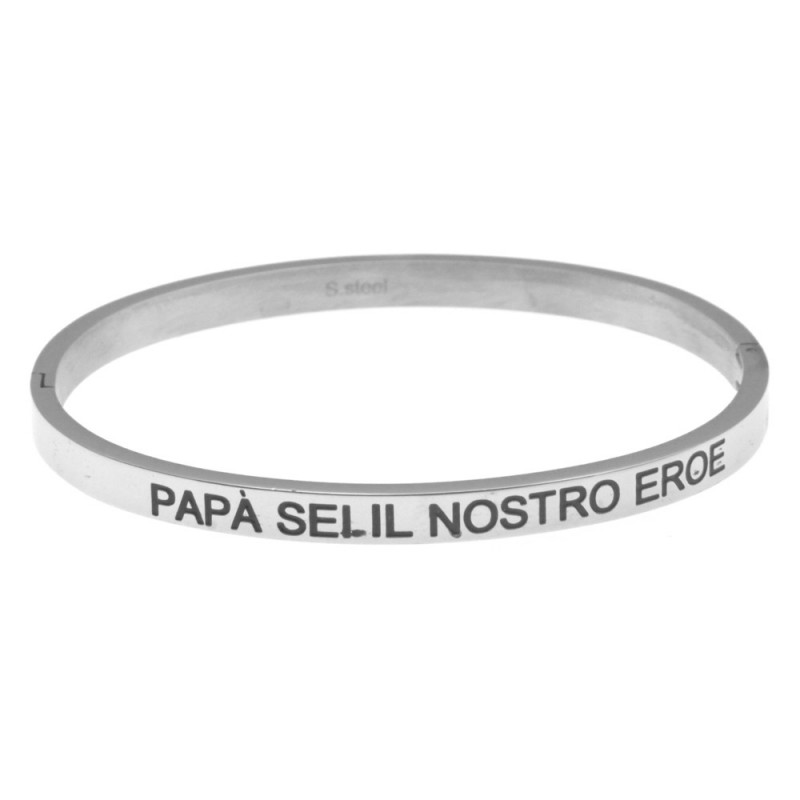 bracciale uomo rigido acciaio con frasi