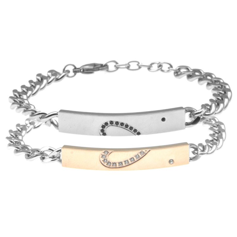 bracciali coppia acciaio con cuore