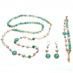 parure donna collana bracciale orecchini pietre dure